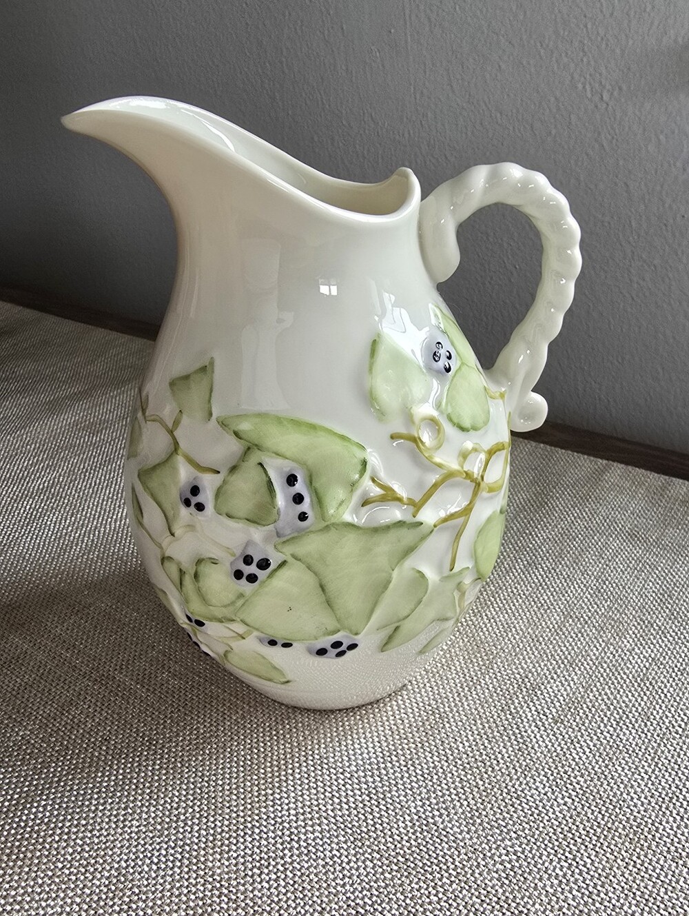 Belleek In Retrospect 2001 Ivy Ceramic Pitcher Creamer Ireland 6.5"